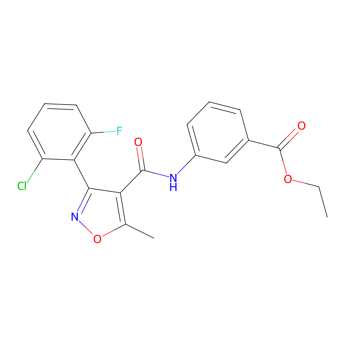 Ethyl 3-[[3-(2-chloro-6-fluorophenyl)-5-methyl-1,2-oxazole-4-carbonyl]amino]benzoate molecular structure, CAS 429629-18-5