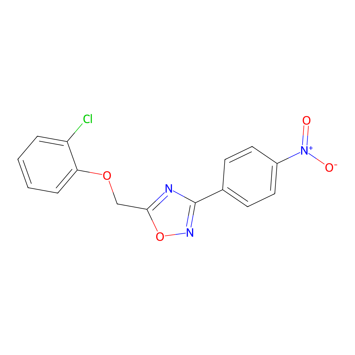 5-[(2-Chlorophenoxy)methyl]-3-(4-nitrophenyl)-1,2,4-oxadiazole molecular structure, CAS 429629-19-6