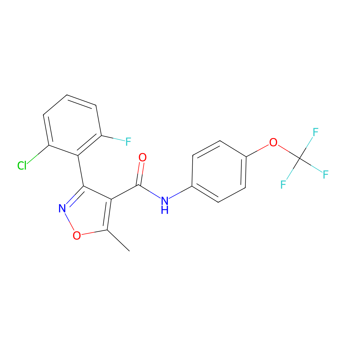 3-(2-chloro-6-fluorophenyl)-5-methyl-N-[4-(trifluoromethoxy)phenyl]-1,2-oxazole-4-carboxamide molecular structure, CAS 429629-25-4