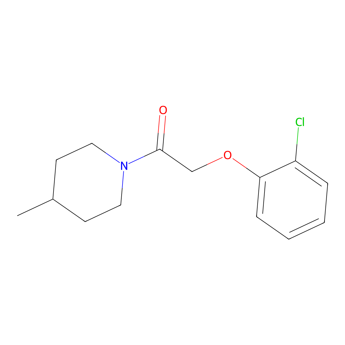 2-(2-Chlorophenoxy)-1-(4-methylpiperidin-1-yl)ethanone molecular structure, CAS 429629-53-8