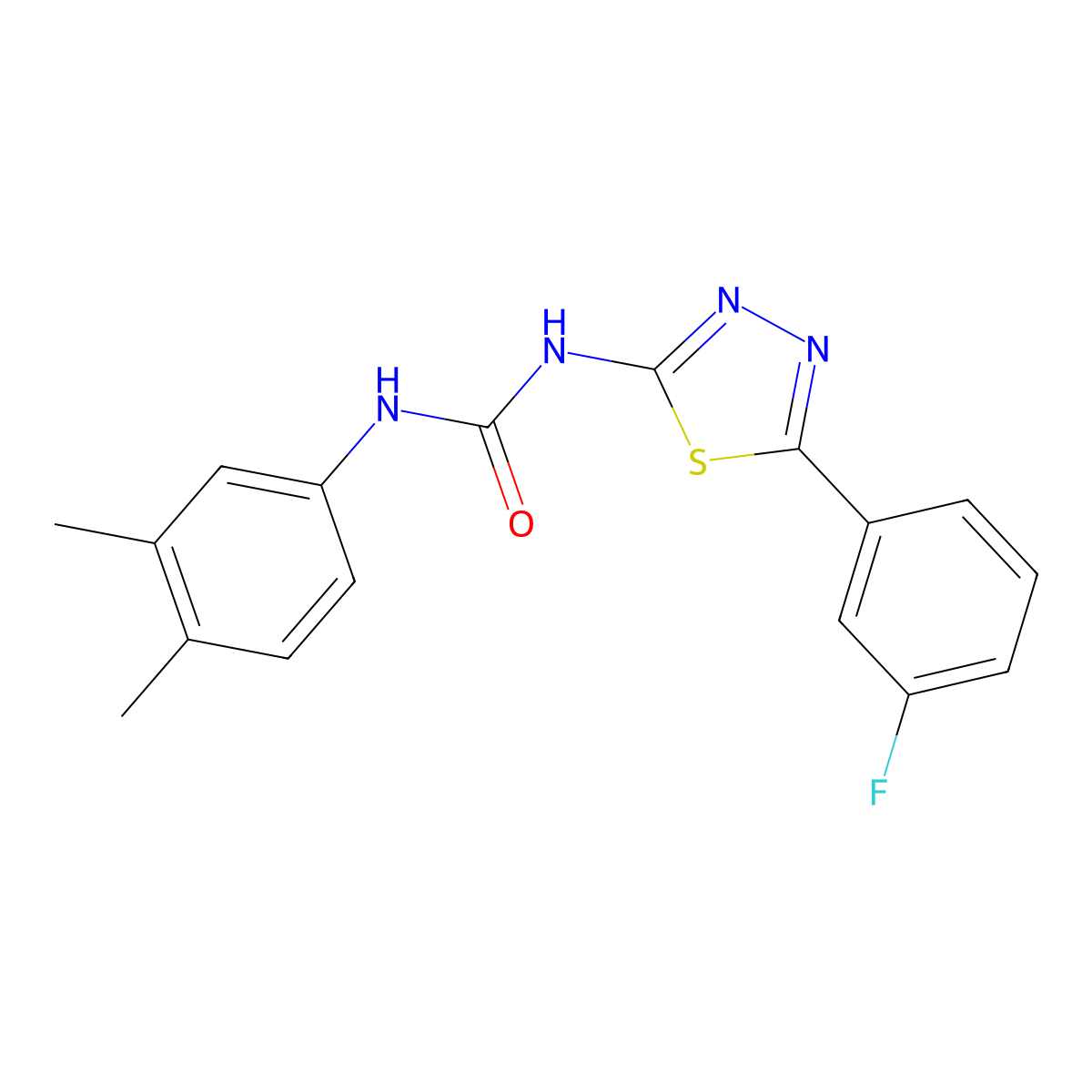 1-(3,4-Dimethylphenyl)-3-[5-(3-fluorophenyl)-1,3,4-thiadiazol-2-yl]urea molecular structure, CAS 429629-57-2
