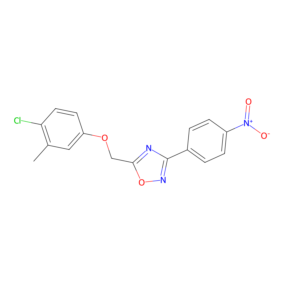 5-[(4-Chloro-3-methylphenoxy)methyl]-3-(4-nitrophenyl)-1,2,4-oxadiazole molecular structure, CAS 429629-75-4