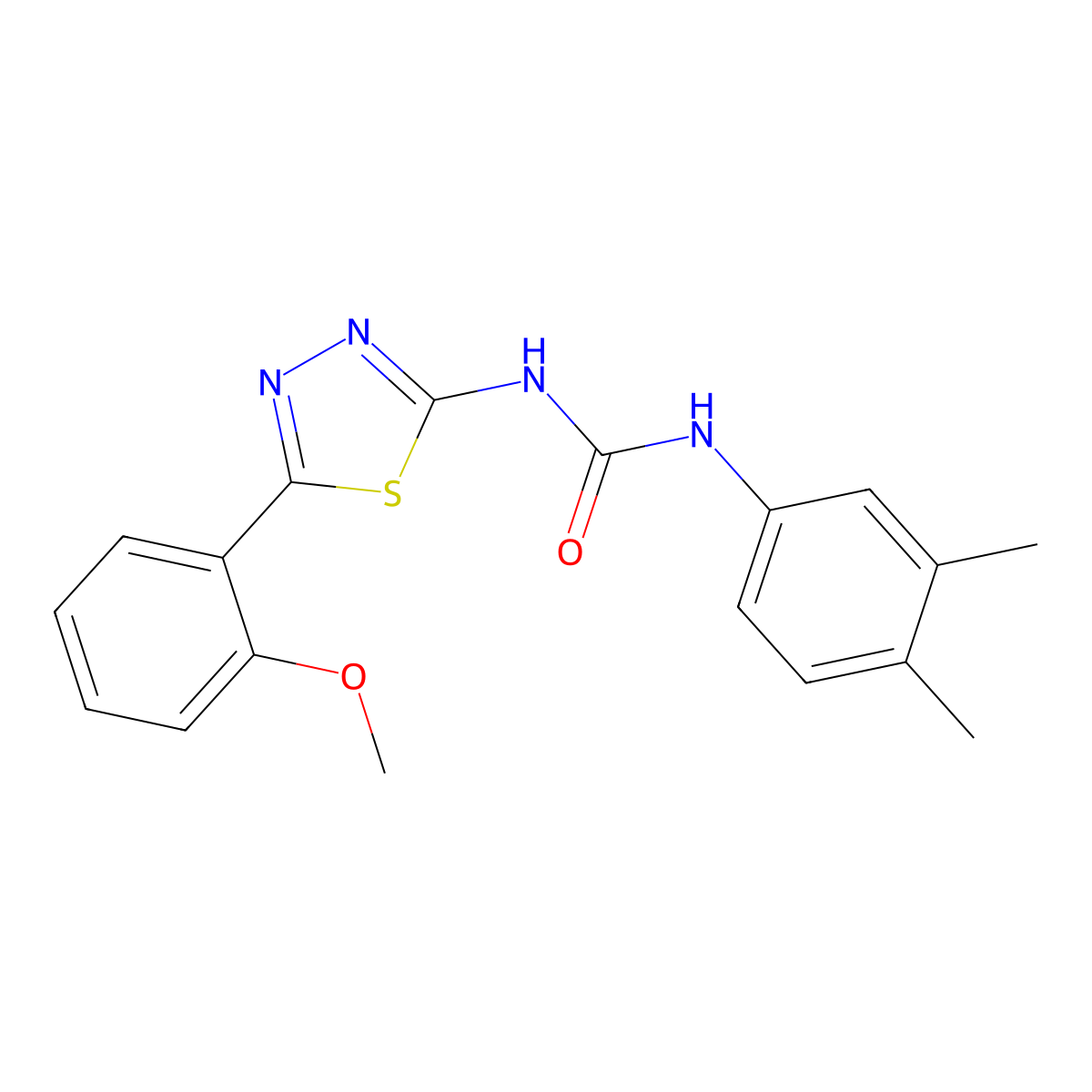 1-(3,4-Dimethylphenyl)-3-[5-(2-methoxyphenyl)-1,3,4-thiadiazol-2-yl]urea molecular structure, CAS 429629-87-8