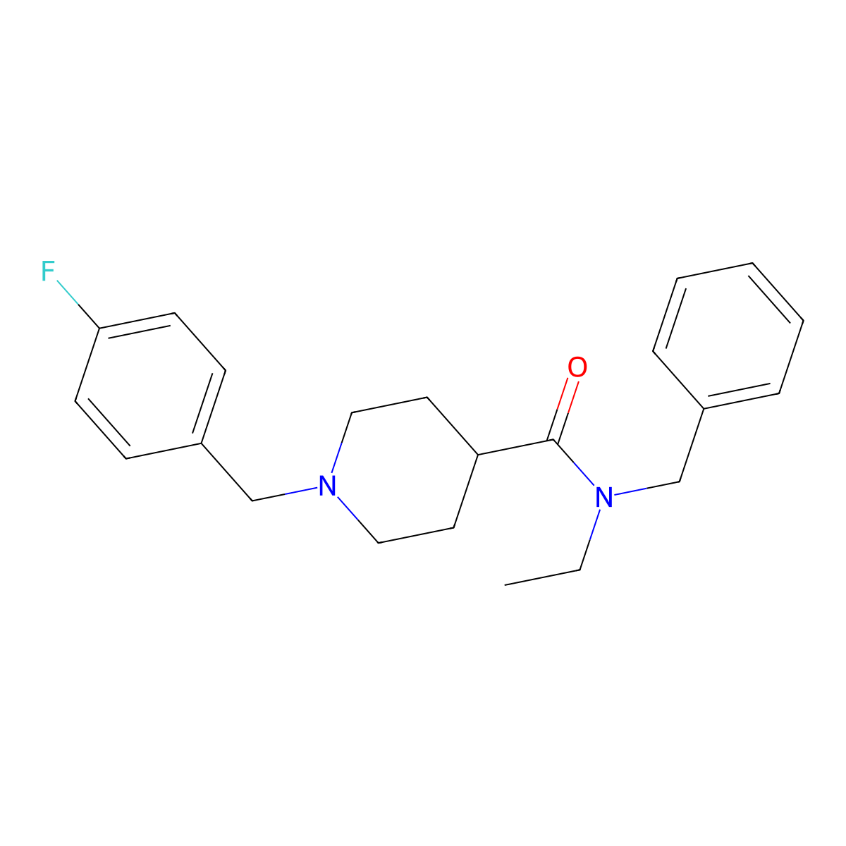 N-benzyl-N-ethyl-1-[(4-fluorophenyl)methyl]piperidine-4-carboxamide molecular structure, CAS 429629-94-7