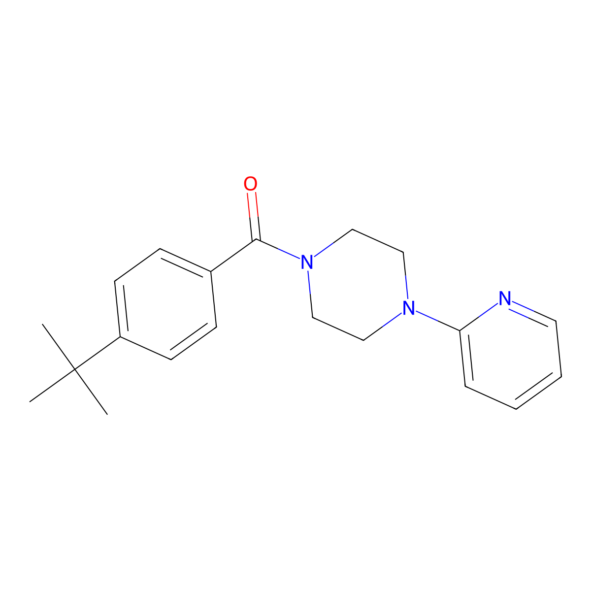 (4-Tert-butylphenyl)-(4-pyridin-2-ylpiperazin-1-yl)methanone molecular structure, CAS 429630-04-6