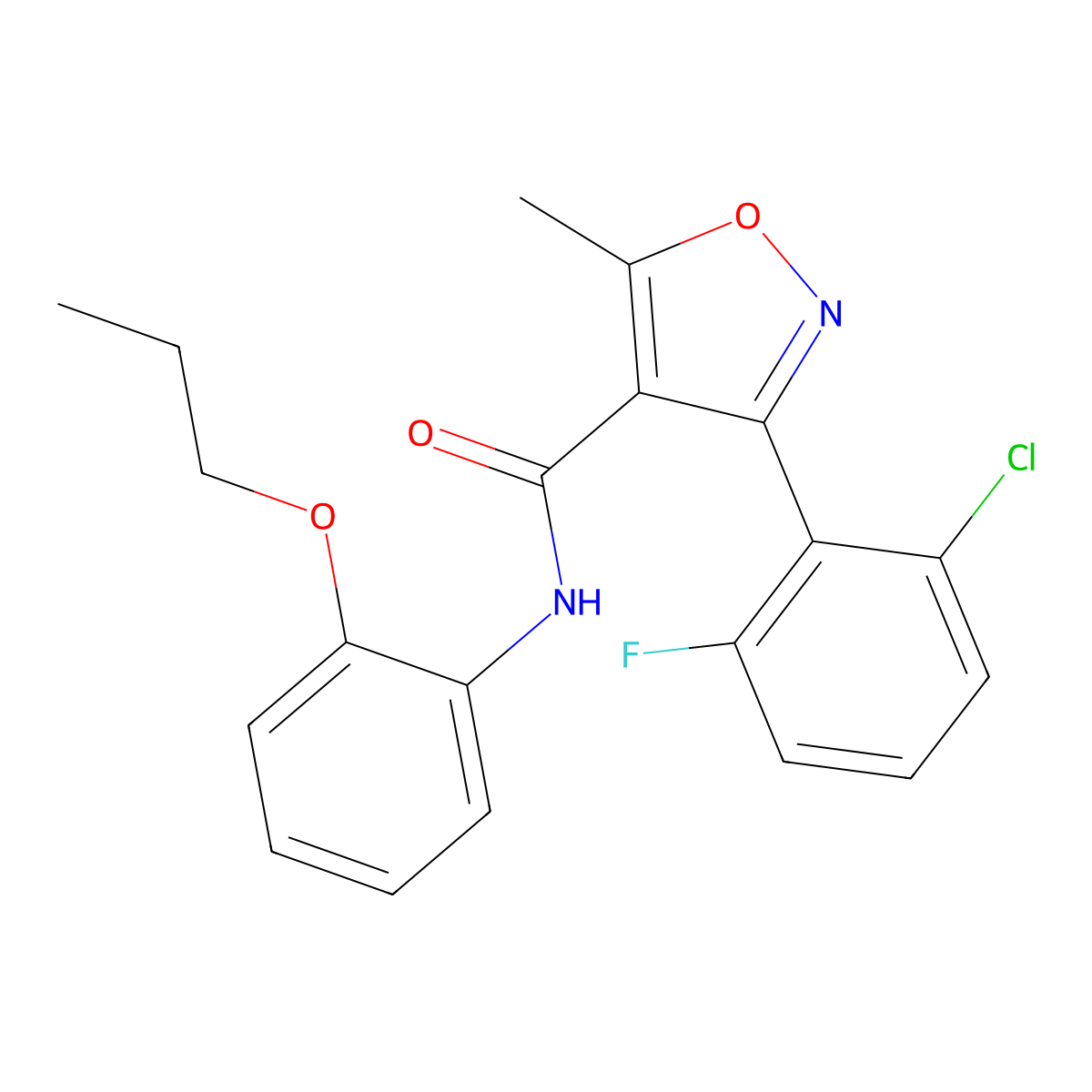 3-(2-chloro-6-fluorophenyl)-5-methyl-N-(2-propoxyphenyl)-1,2-oxazole-4-carboxamide molecular structure, CAS 429630-07-9