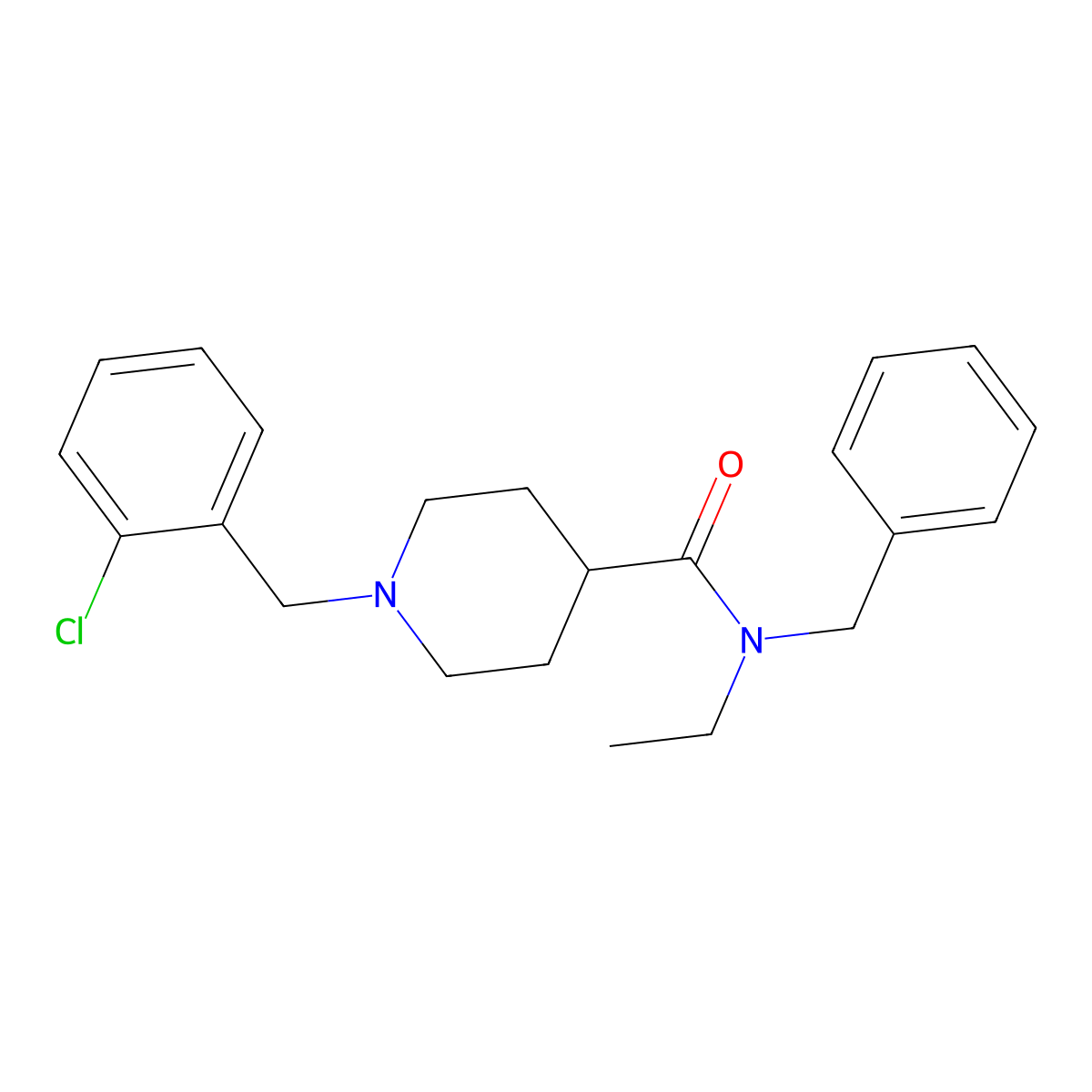 N-benzyl-1-(2-chlorobenzyl)-N-ethylpiperidine-4-carboxamide molecular structure, CAS 429630-11-5