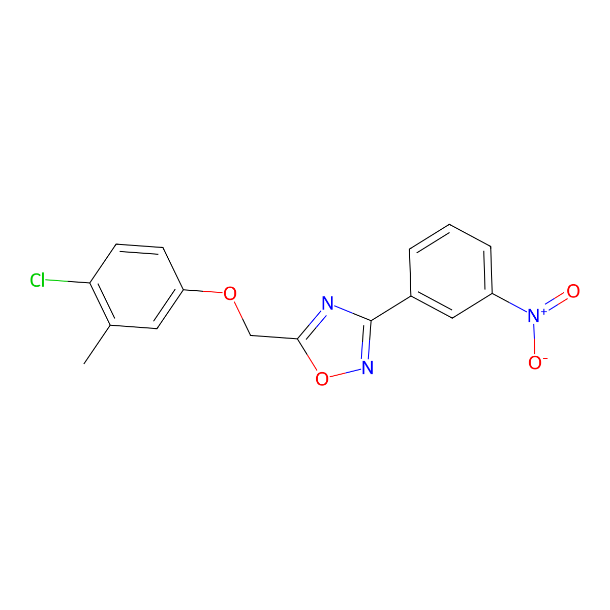 5-[(4-Chloro-3-methylphenoxy)methyl]-3-(3-nitrophenyl)-1,2,4-oxadiazole molecular structure, CAS 429630-16-0