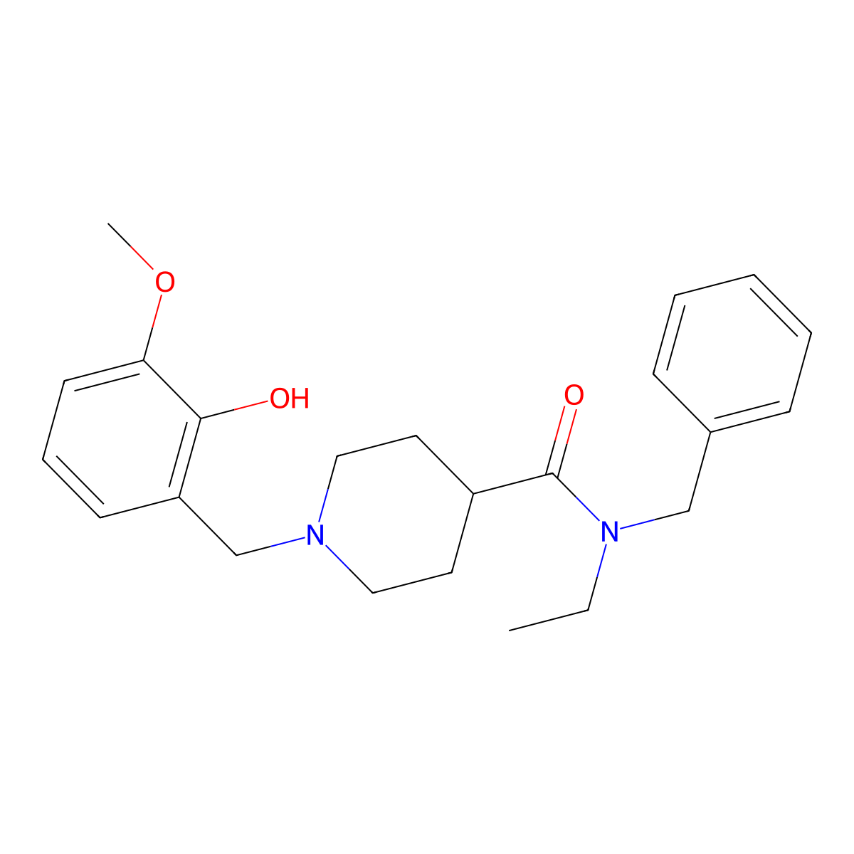 N-benzyl-N-ethyl-1-(2-hydroxy-3-methoxybenzyl)piperidine-4-carboxamide molecular structure, CAS 429630-17-1
