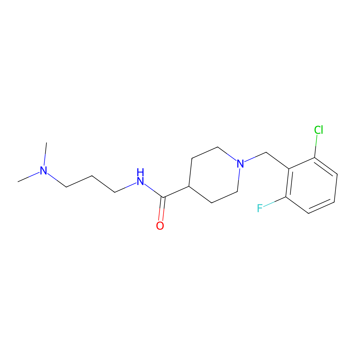 1-[(2-chloro-6-fluorophenyl)methyl]-N-[3-(dimethylamino)propyl]piperidine-4-carboxamide molecular structure, CAS 429630-42-2