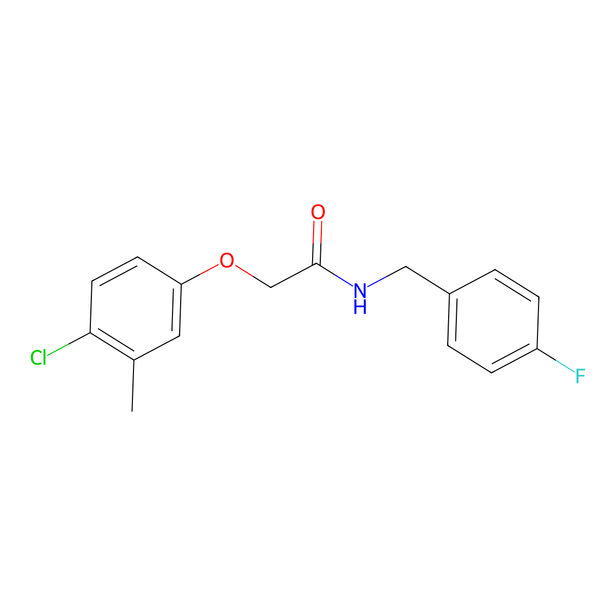 2-(4-chloro-3-methylphenoxy)-N-(4-fluorobenzyl)acetamide molecular structure, CAS 429630-58-0