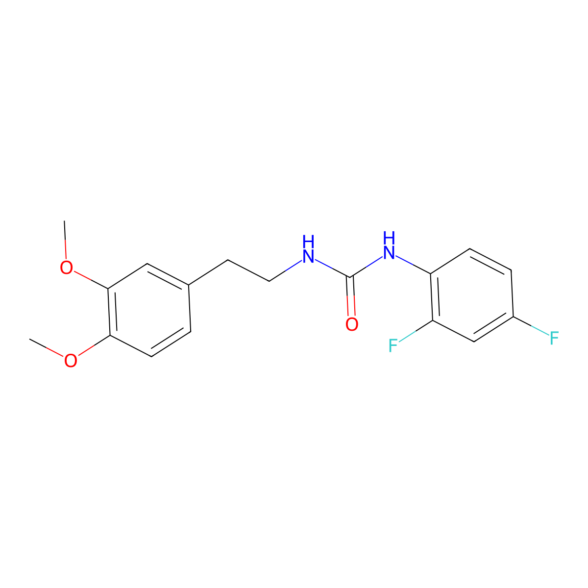 1-(2,4-Difluorophenyl)-3-[2-(3,4-dimethoxyphenyl)ethyl]urea molecular structure, CAS 429630-64-8