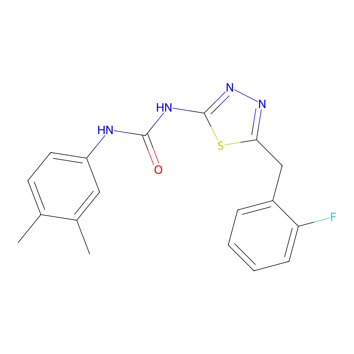 1-(3,4-Dimethylphenyl)-3-[5-(2-fluorobenzyl)-1,3,4-thiadiazol-2-yl]urea molecular structure, CAS 429630-77-3