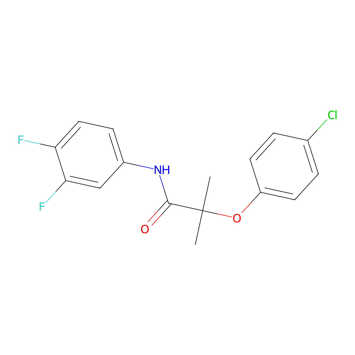 2-(4-chlorophenoxy)-N-(3,4-difluorophenyl)-2-methylpropanamide molecular structure, CAS 429630-80-8