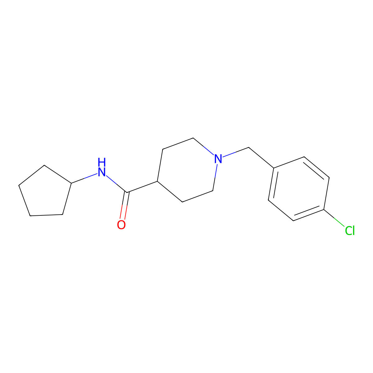 1-(4-chlorobenzyl)-N-cyclopentylpiperidine-4-carboxamide molecular structure, CAS 429631-08-3
