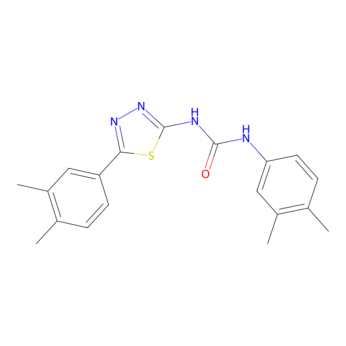 1-(3,4-Dimethylphenyl)-3-[5-(3,4-dimethylphenyl)-1,3,4-thiadiazol-2-yl]urea molecular structure, CAS 429631-12-9