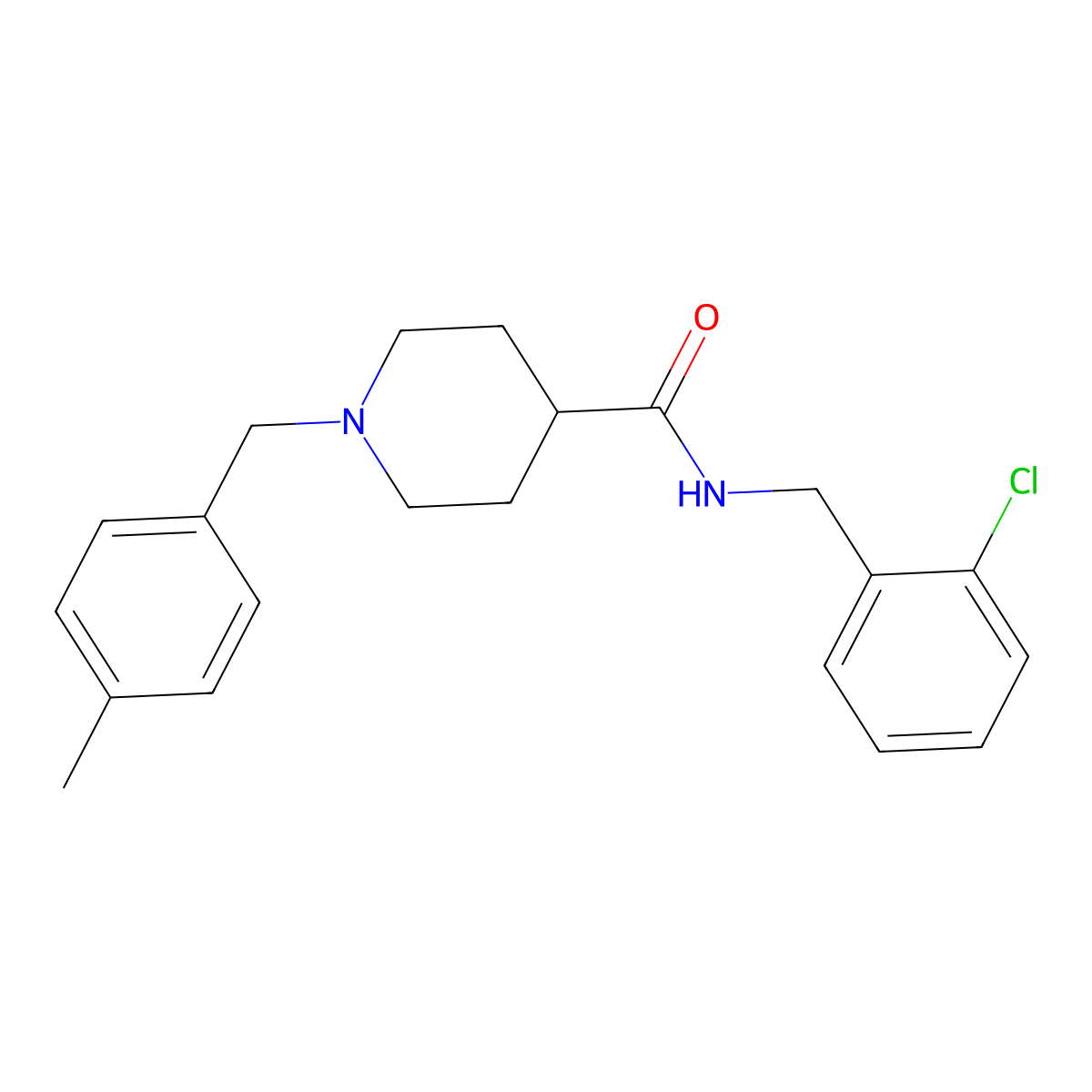 N-[(2-chlorophenyl)methyl]-1-[(4-methylphenyl)methyl]piperidine-4-carboxamide molecular structure, CAS 429631-32-3