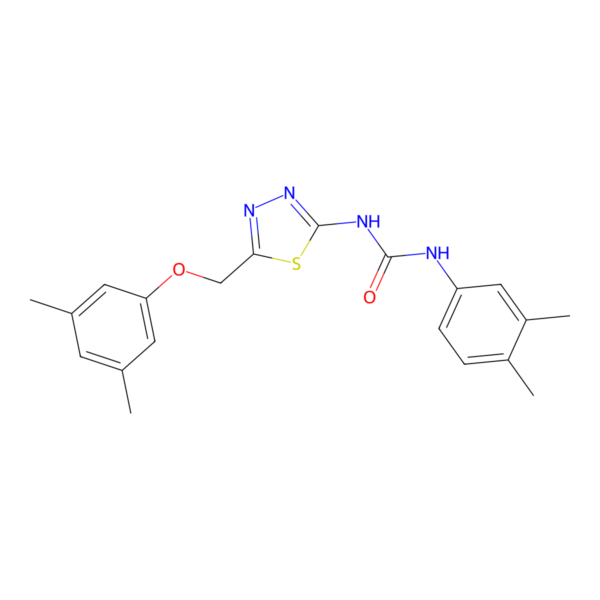 1-{5-[(3,5-Dimethylphenoxy)methyl]-1,3,4-thiadiazol-2-yl}-3-(3,4-dimethylphenyl)urea molecular structure, CAS 429631-51-6