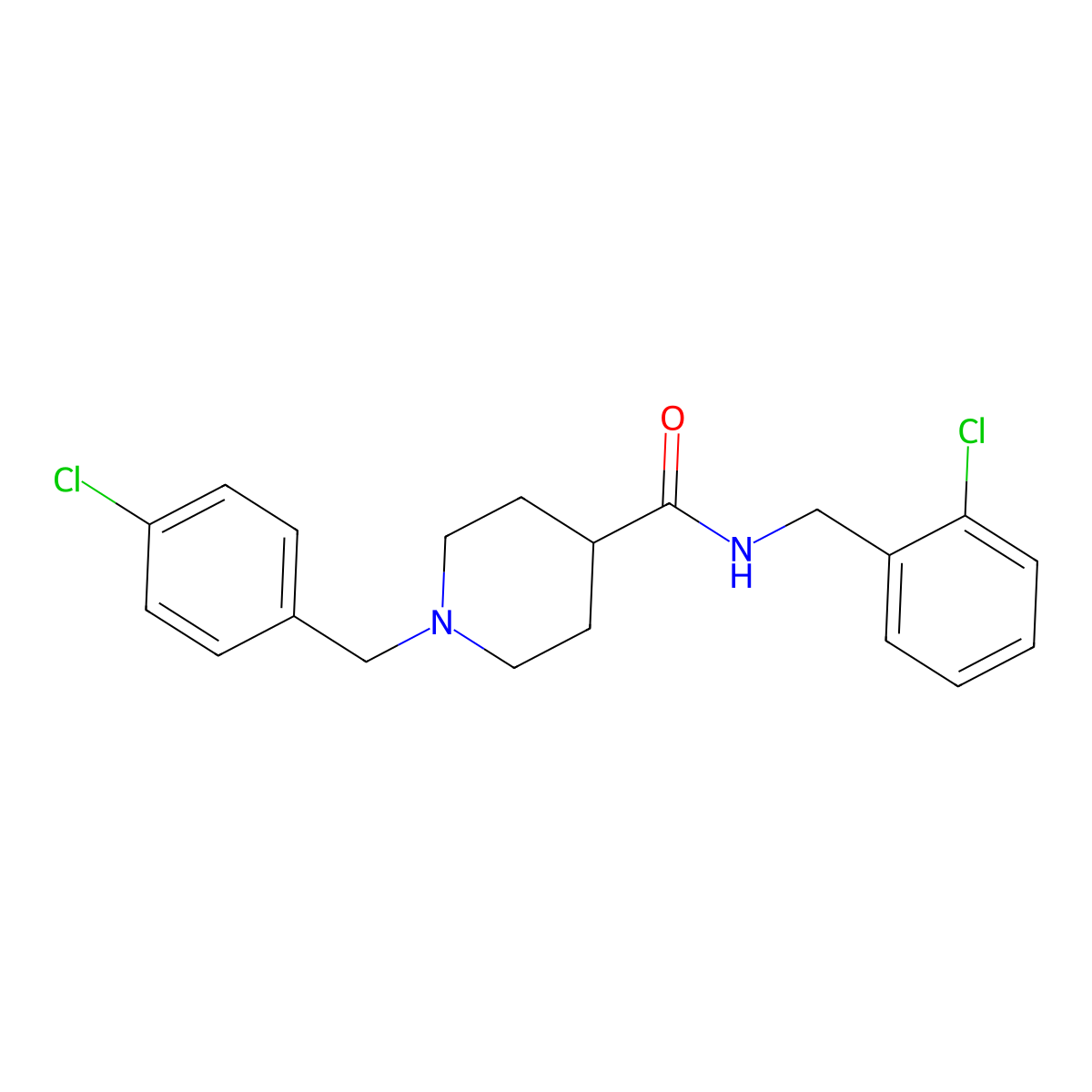 N-[(2-chlorophenyl)methyl]-1-[(4-chlorophenyl)methyl]piperidine-4-carboxamide molecular structure, CAS 429631-56-1