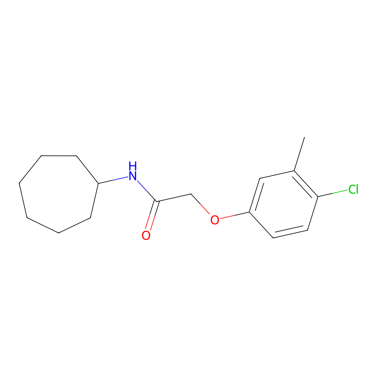 2-(4-chloro-3-methylphenoxy)-N-cycloheptylacetamide molecular structure, CAS 429631-60-7