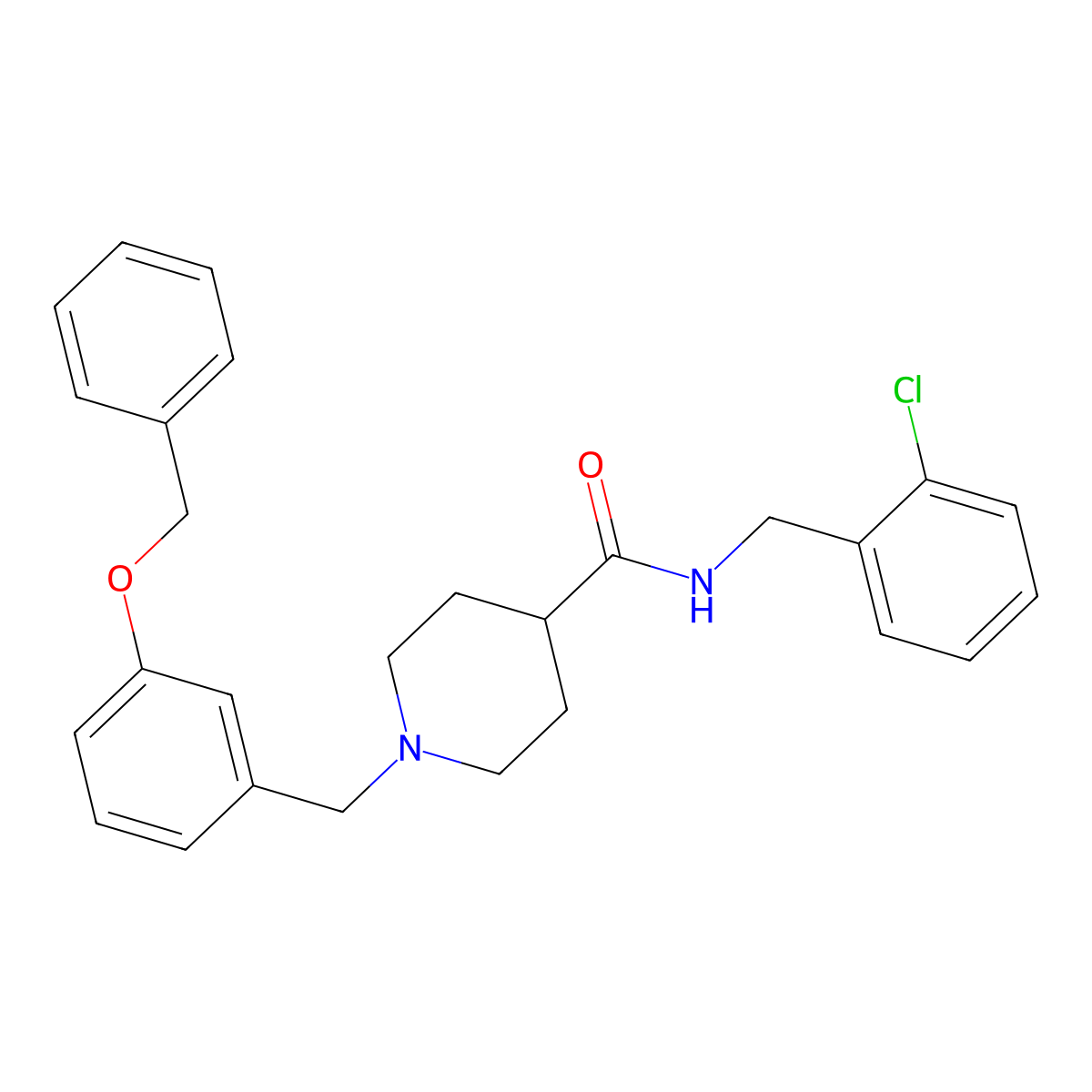 N-[(2-chlorophenyl)methyl]-1-[(3-phenylmethoxyphenyl)methyl]piperidine-4-carboxamide molecular structure, CAS 429632-00-8