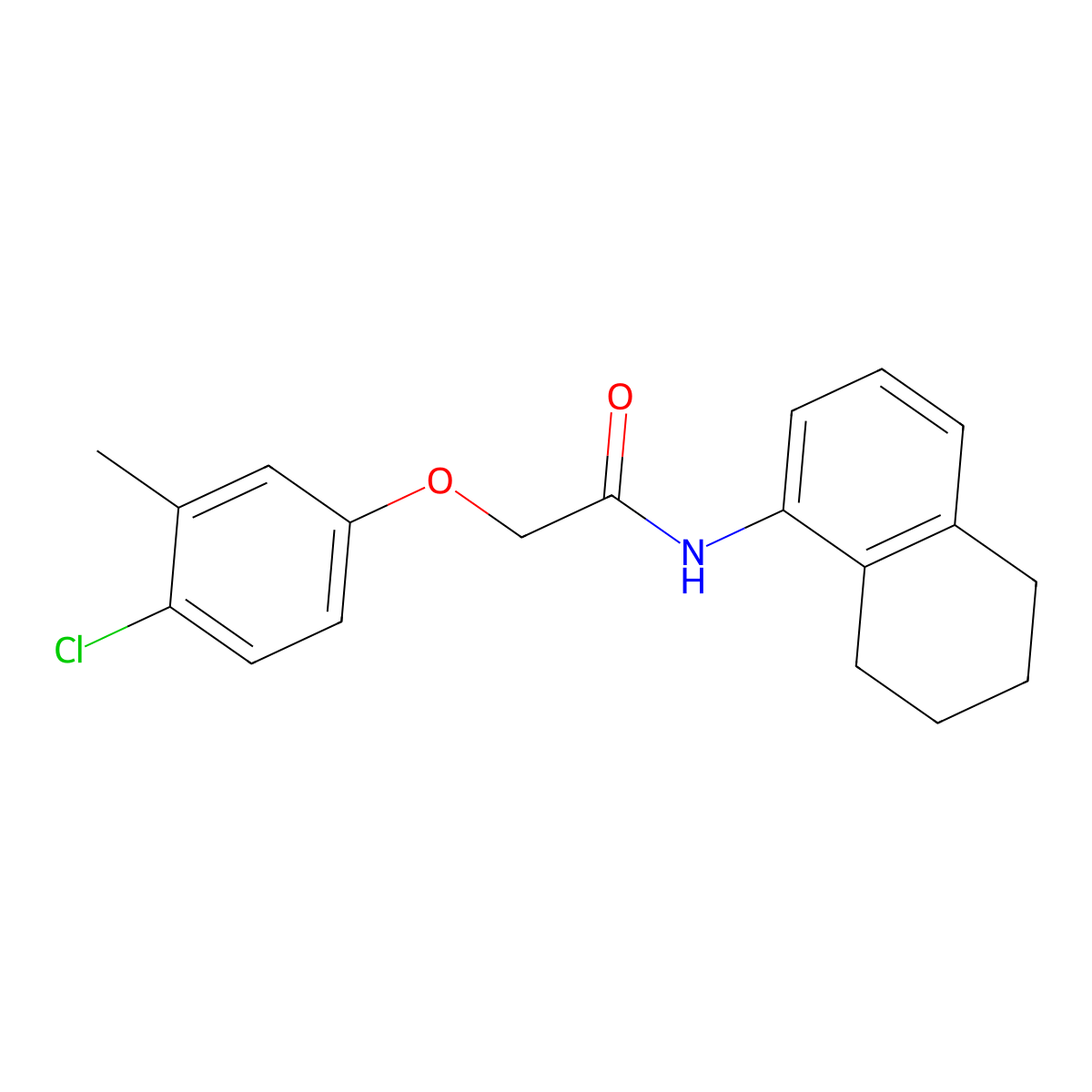 2-(4-chloro-3-methylphenoxy)-N-(5,6,7,8-tetrahydronaphthalen-1-yl)acetamide molecular structure, CAS 429632-01-9