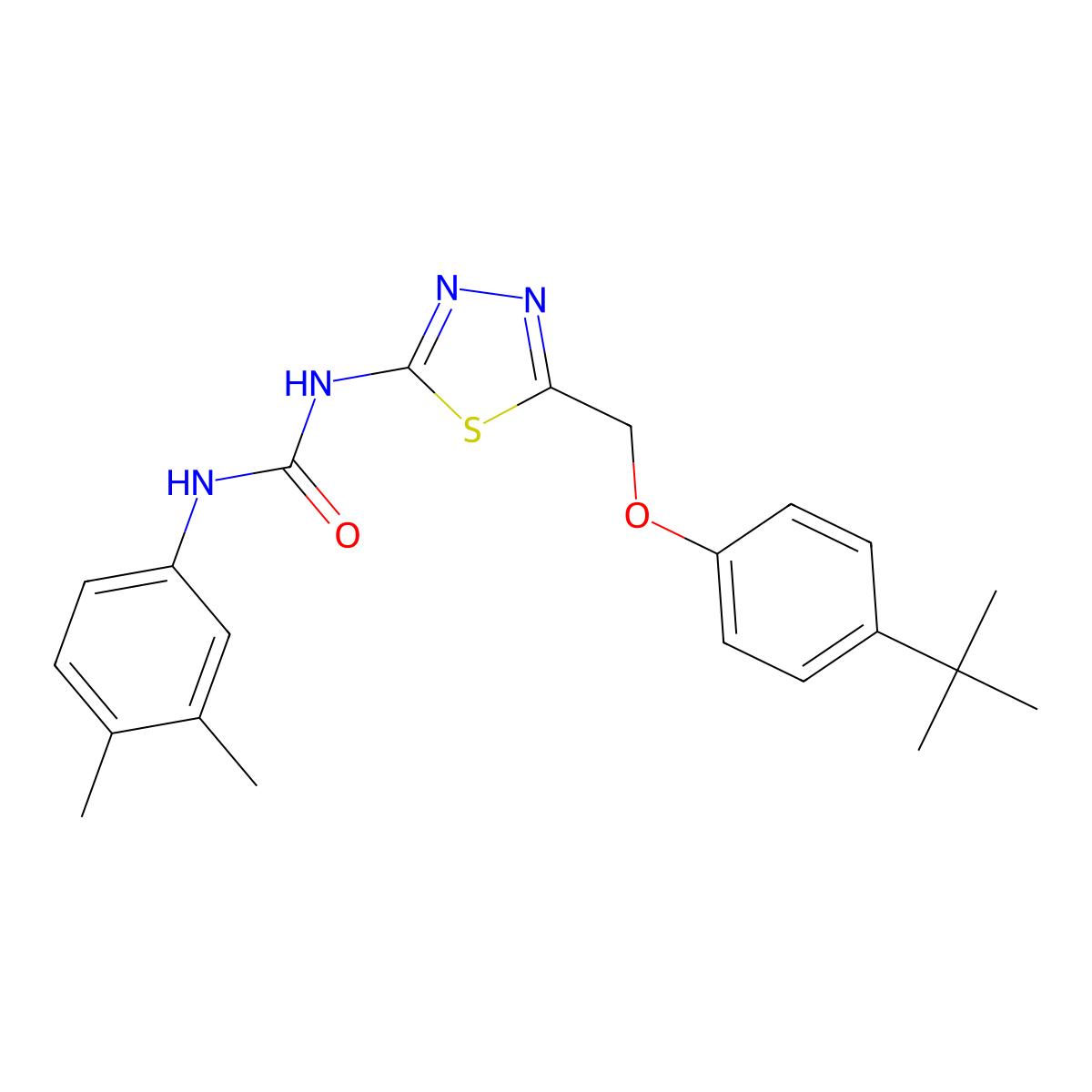 1-{5-[(4-Tert-butylphenoxy)methyl]-1,3,4-thiadiazol-2-yl}-3-(3,4-dimethylphenyl)urea molecular structure, CAS 429632-21-3