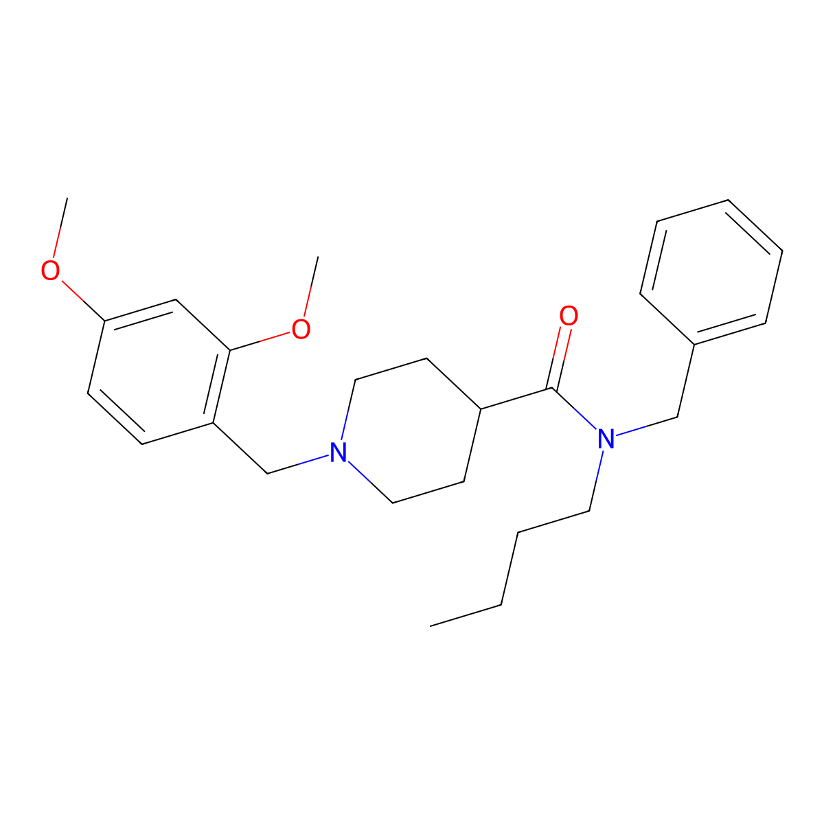 N-benzyl-N-butyl-1-[(2,4-dimethoxyphenyl)methyl]piperidine-4-carboxamide molecular structure, CAS 429632-28-0