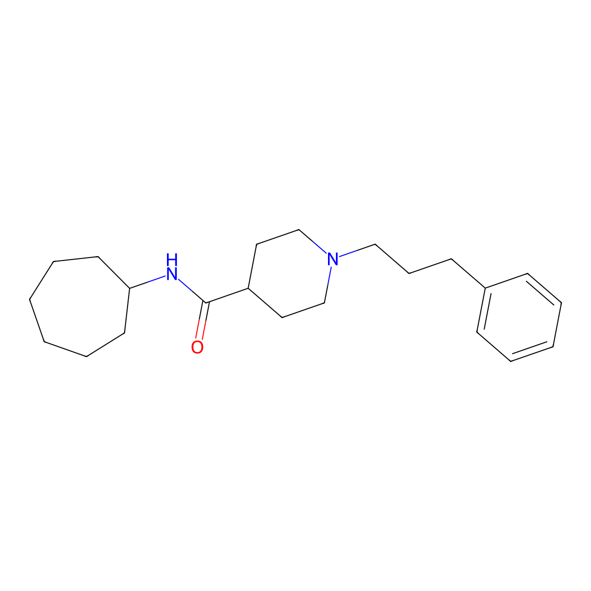 N-cycloheptyl-1-(3-phenylpropyl)piperidine-4-carboxamide molecular structure, CAS 429632-35-9