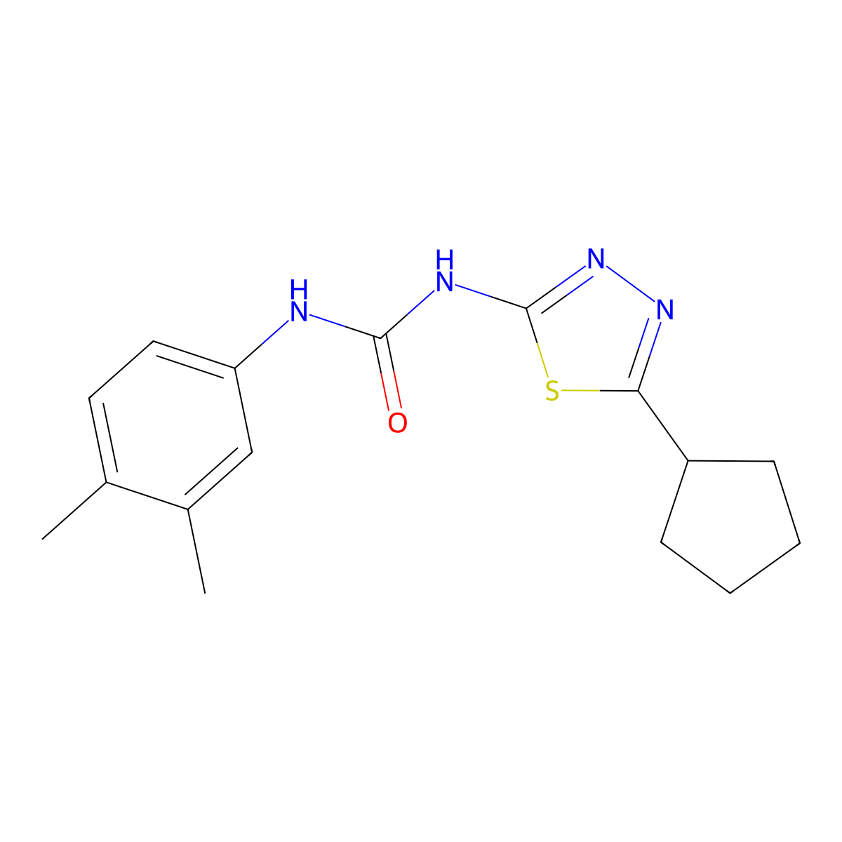 1-(5-Cyclopentyl-1,3,4-thiadiazol-2-yl)-3-(3,4-dimethylphenyl)urea molecular structure, CAS 429632-36-0