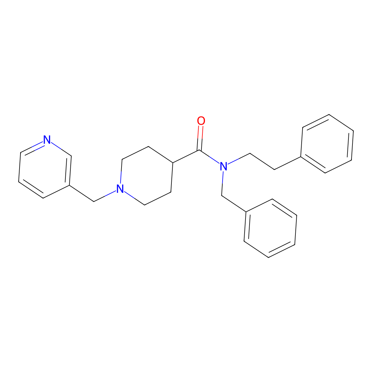 N-benzyl-N-(2-phenylethyl)-1-(pyridin-3-ylmethyl)piperidine-4-carboxamide molecular structure, CAS 429632-43-9