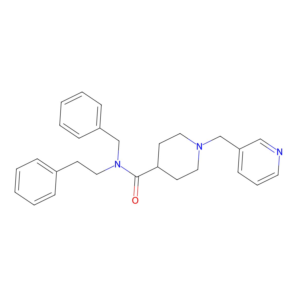 N-benzyl-N-(2-phenylethyl)-1-(pyridin-3-ylmethyl)piperidine-4-carboxamide molecular structure, CAS 429632-43-9