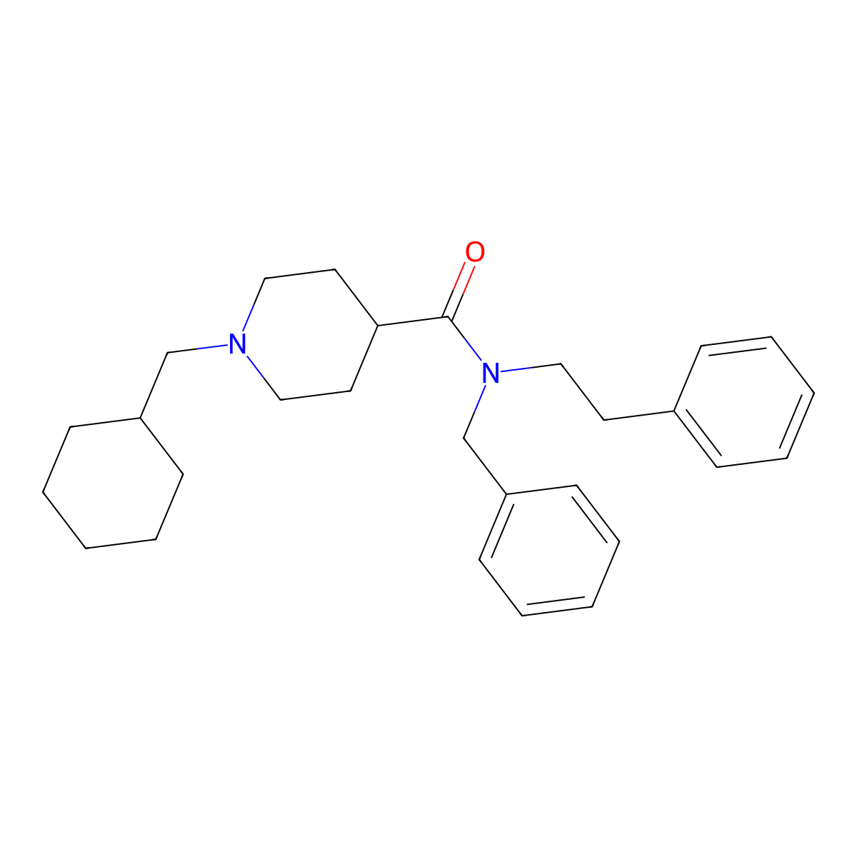 N-benzyl-1-(cyclohexylmethyl)-N-(2-phenylethyl)piperidine-4-carboxamide molecular structure, CAS 429632-52-0