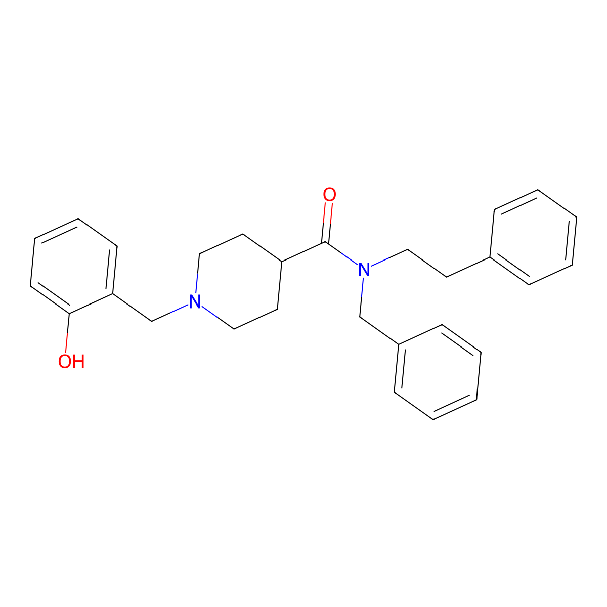 N-benzyl-1-(2-hydroxybenzyl)-N-(2-phenylethyl)piperidine-4-carboxamide molecular structure, CAS 429632-55-3