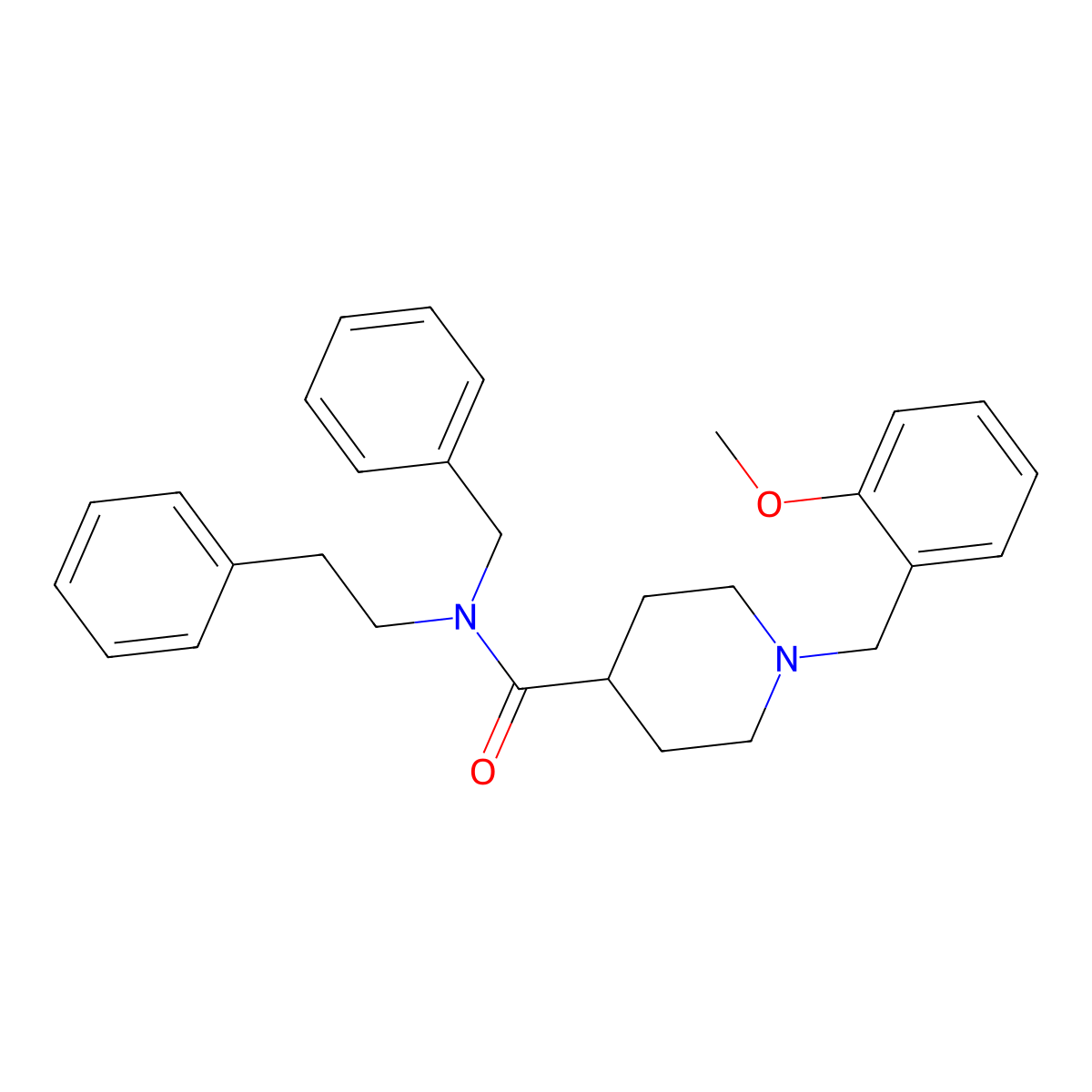 N-benzyl-1-(2-methoxybenzyl)-N-(2-phenylethyl)piperidine-4-carboxamide molecular structure, CAS 429632-70-2