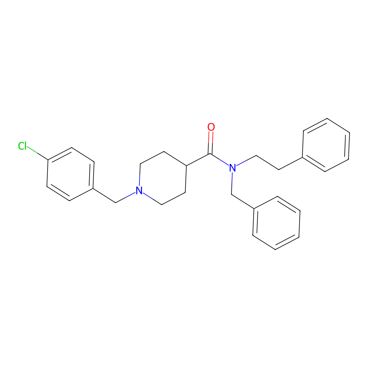 N-benzyl-1-(4-chlorobenzyl)-N-(2-phenylethyl)piperidine-4-carboxamide molecular structure, CAS 429632-76-8