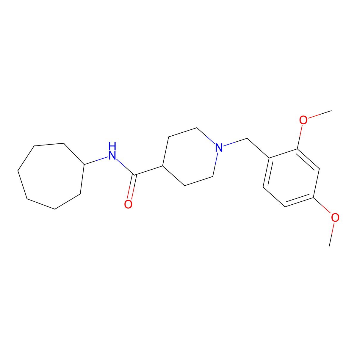N-cycloheptyl-1-[(2,4-dimethoxyphenyl)methyl]piperidine-4-carboxamide molecular structure, CAS 429632-77-9