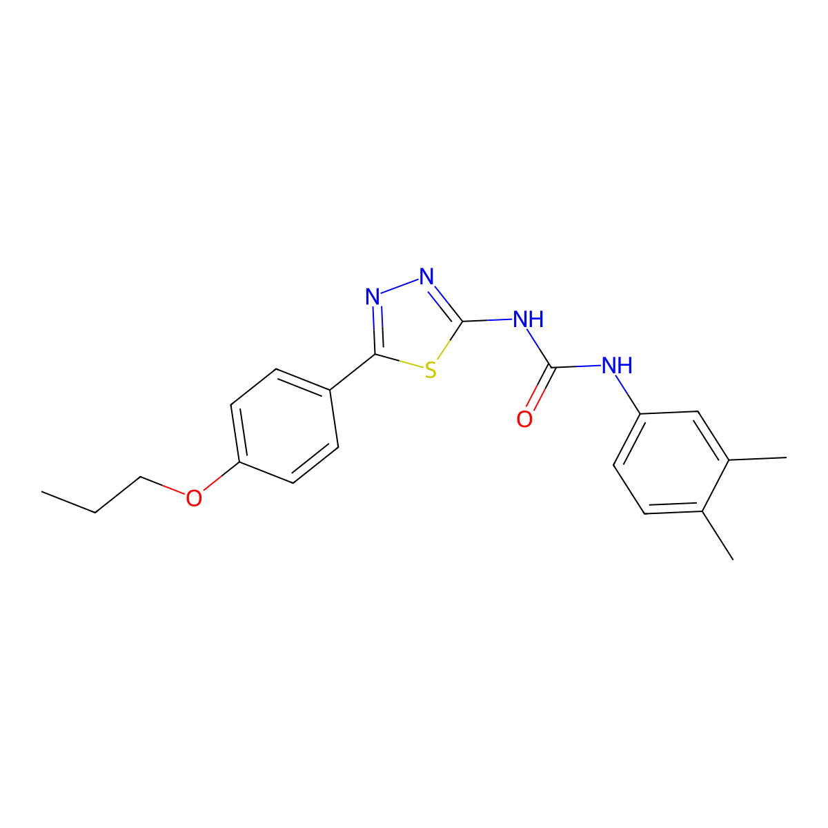 1-(3,4-Dimethylphenyl)-3-[5-(4-propoxyphenyl)-1,3,4-thiadiazol-2-yl]urea molecular structure, CAS 429632-84-8
