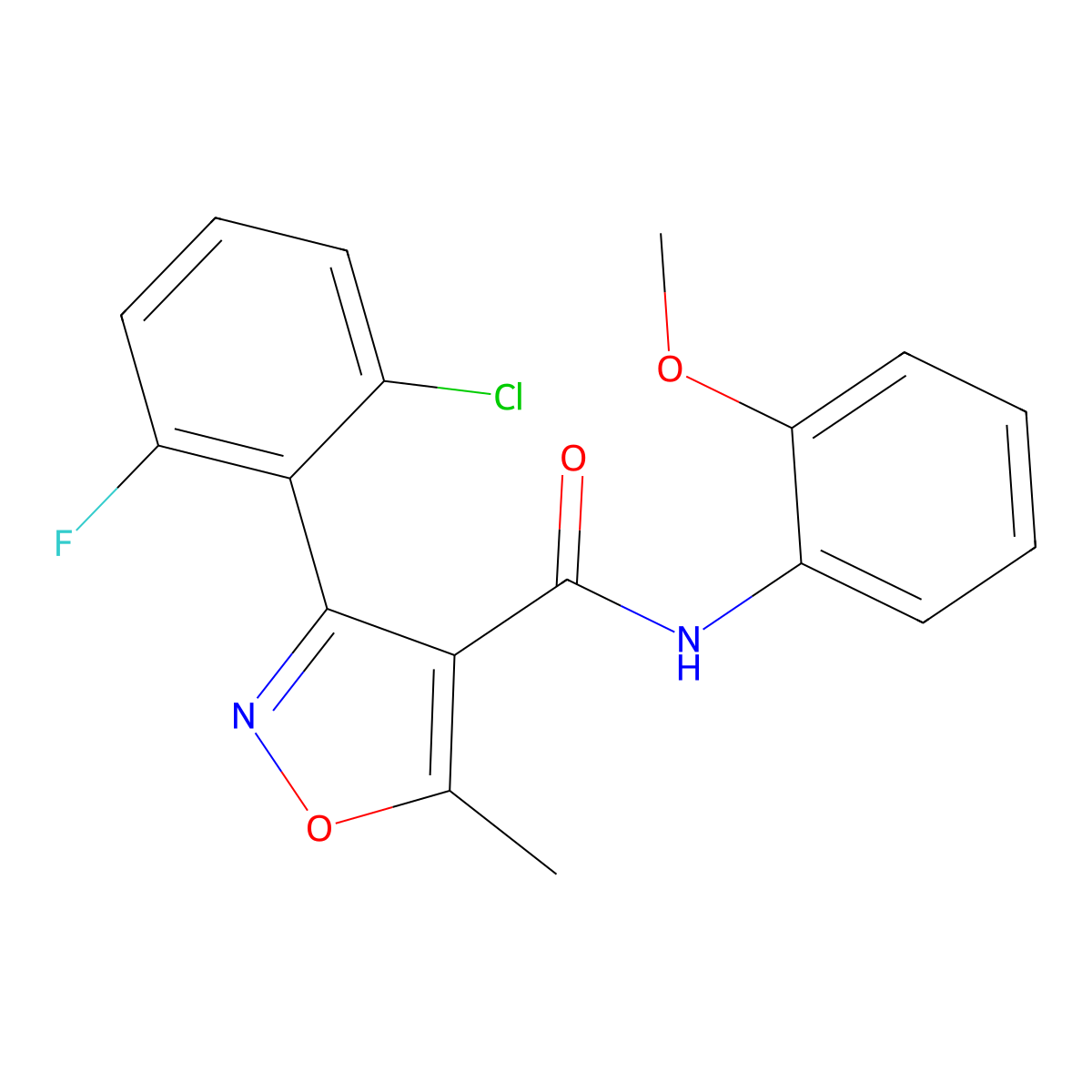 3-(2-chloro-6-fluorophenyl)-N-(2-methoxyphenyl)-5-methyl-1,2-oxazole-4-carboxamide molecular structure, CAS 429632-87-1