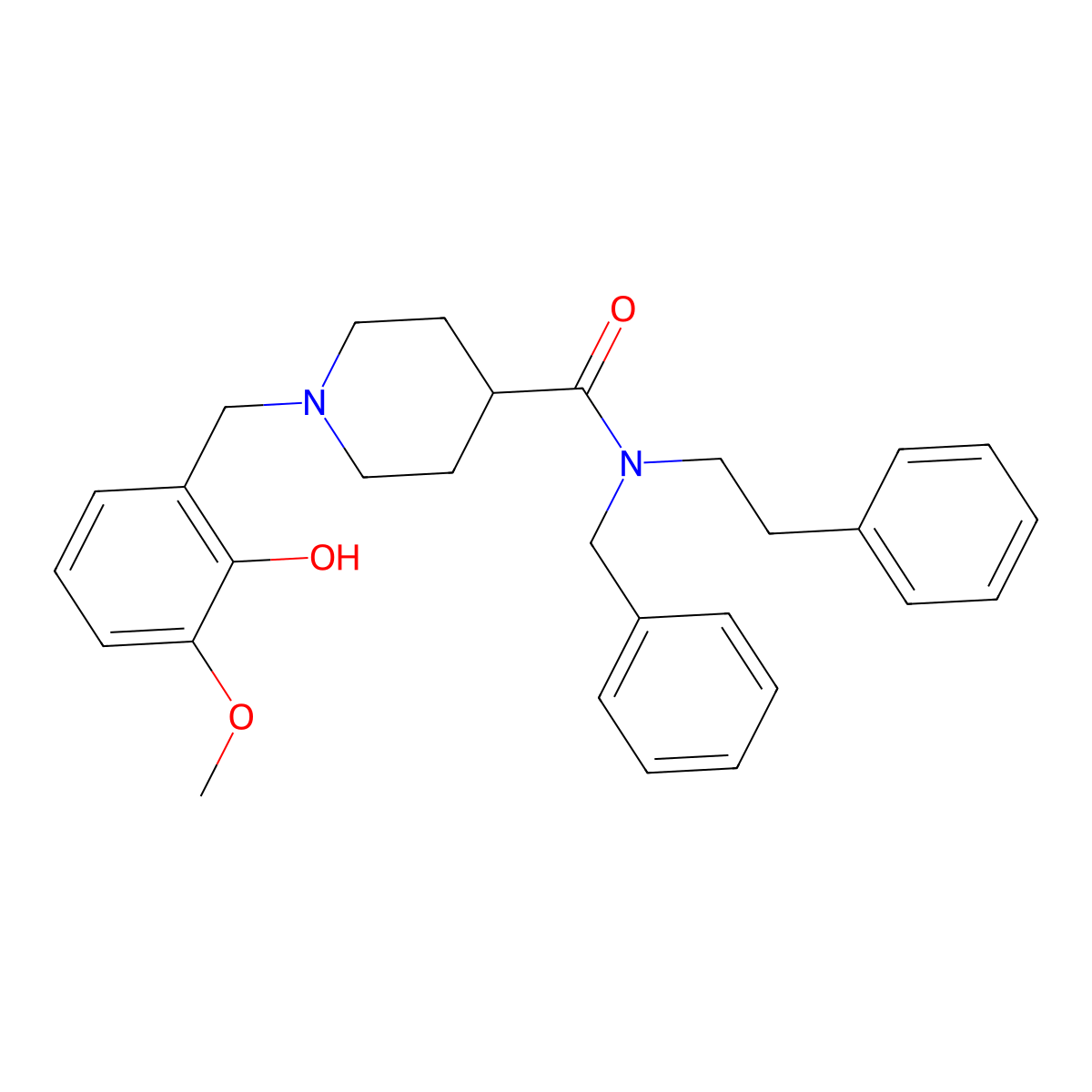 N-benzyl-1-(2-hydroxy-3-methoxybenzyl)-N-(2-phenylethyl)piperidine-4-carboxamide molecular structure, CAS 429632-88-2