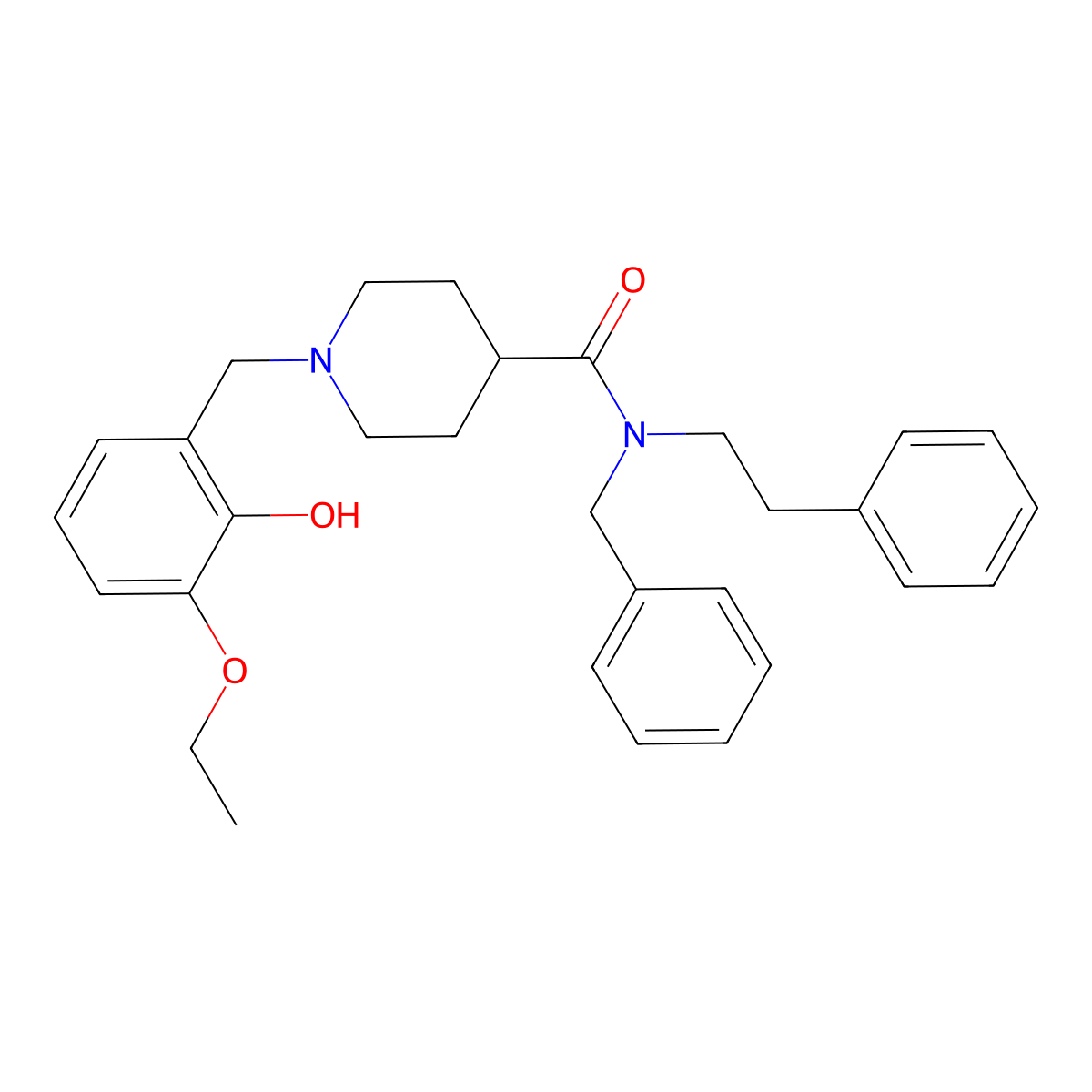 N-benzyl-1-(3-ethoxy-2-hydroxybenzyl)-N-(2-phenylethyl)piperidine-4-carboxamide molecular structure, CAS 429632-91-7