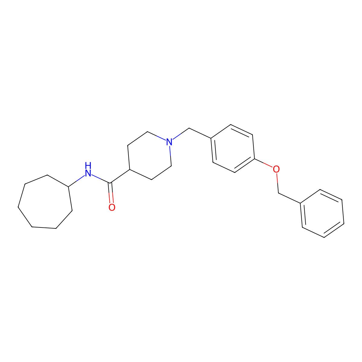 N-cycloheptyl-1-[(4-phenylmethoxyphenyl)methyl]piperidine-4-carboxamide molecular structure, CAS 429632-95-1