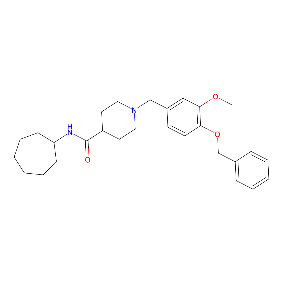 1-[4-(benzyloxy)-3-methoxybenzyl]-N-cycloheptylpiperidine-4-carboxamide molecular structure, CAS 429632-98-4