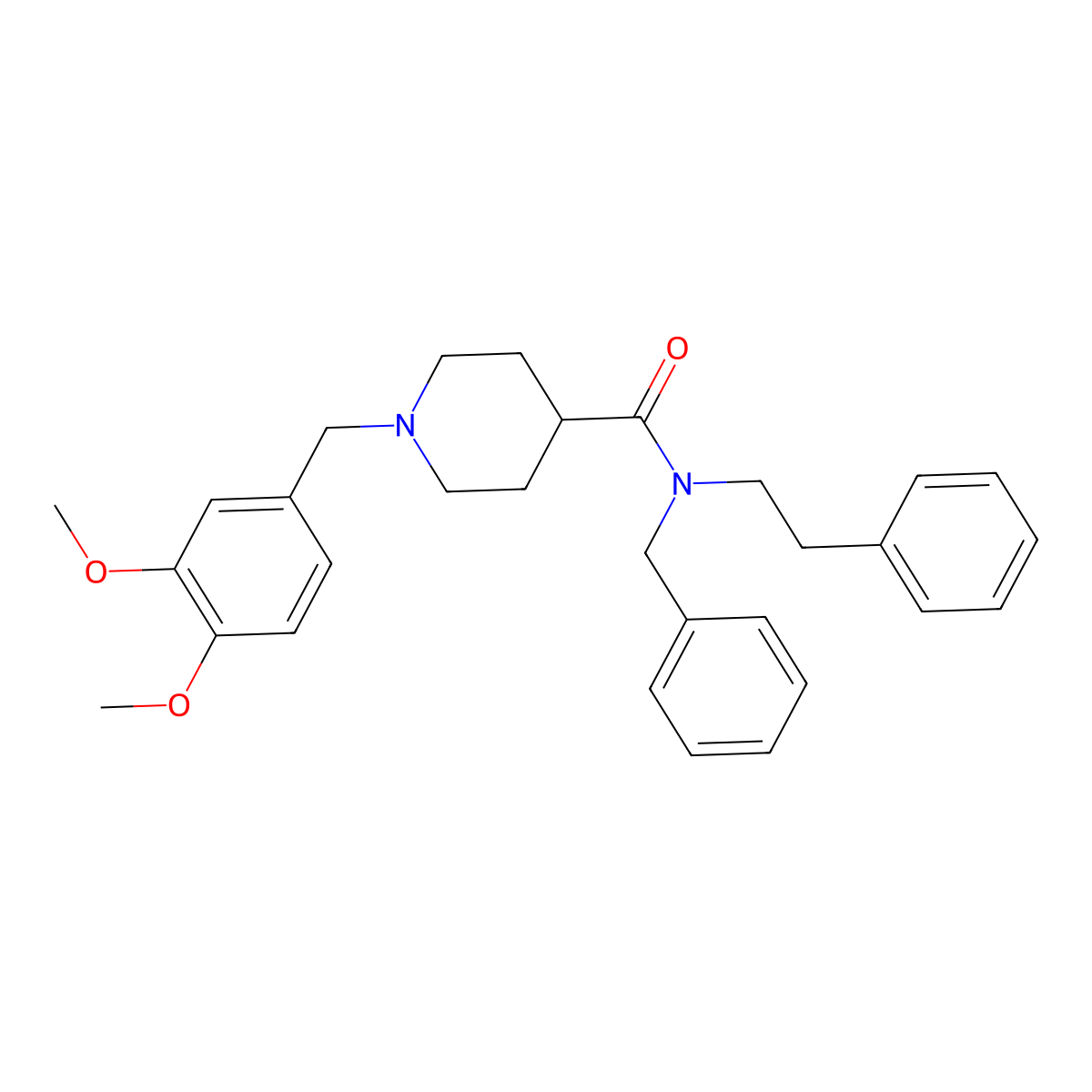N-benzyl-1-(3,4-dimethoxybenzyl)-N-(2-phenylethyl)piperidine-4-carboxamide molecular structure, CAS 429633-00-1