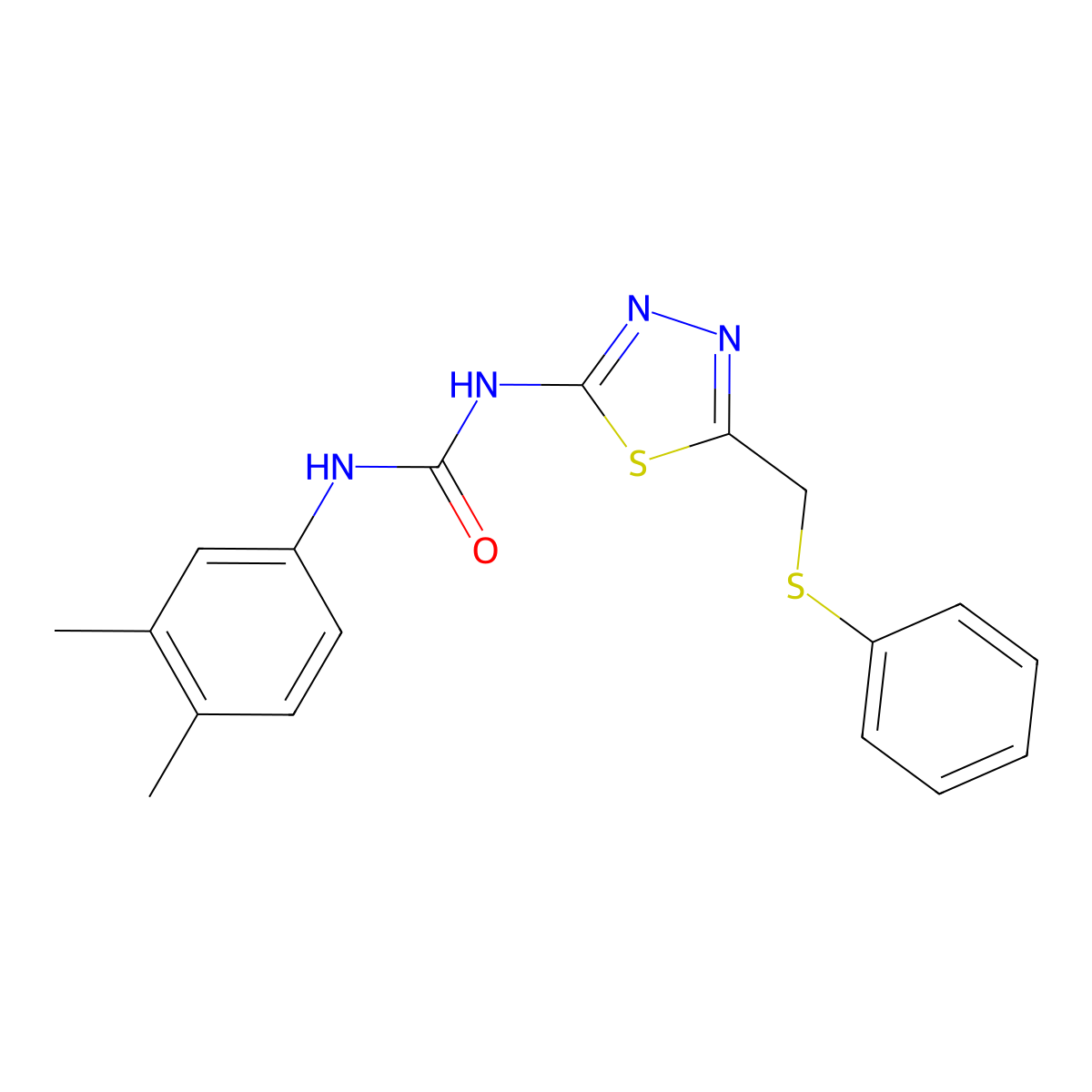 1-(3,4-Dimethylphenyl)-3-[5-(phenylsulfanylmethyl)-1,3,4-thiadiazol-2-yl]urea molecular structure, CAS 429633-02-3