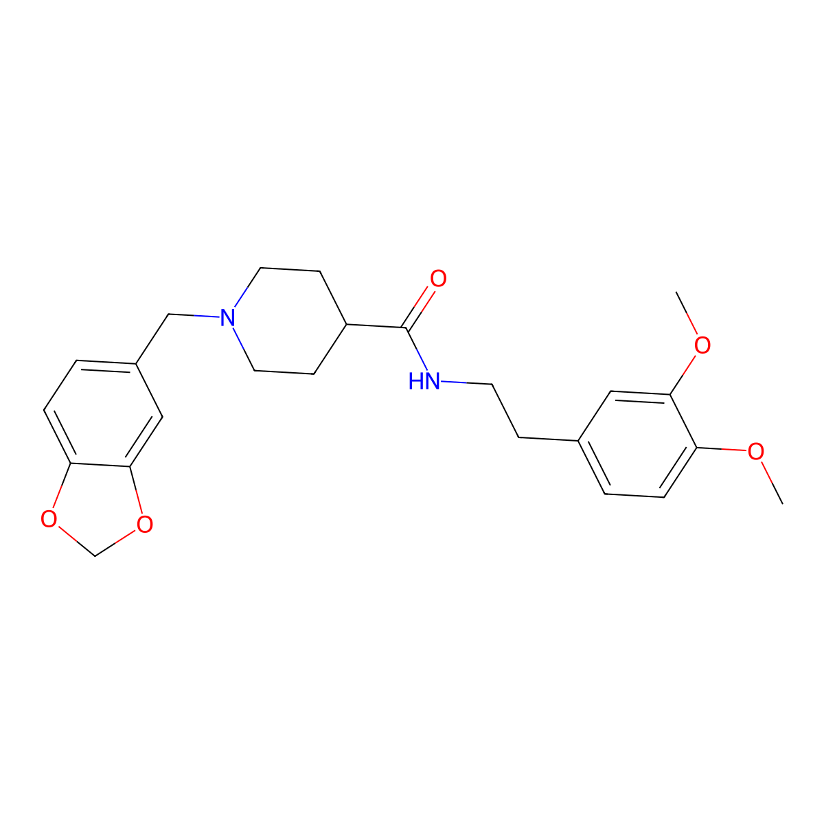 1-(1,3-benzodioxol-5-ylmethyl)-N-[2-(3,4-dimethoxyphenyl)ethyl]piperidine-4-carboxamide molecular structure, CAS 429633-25-0