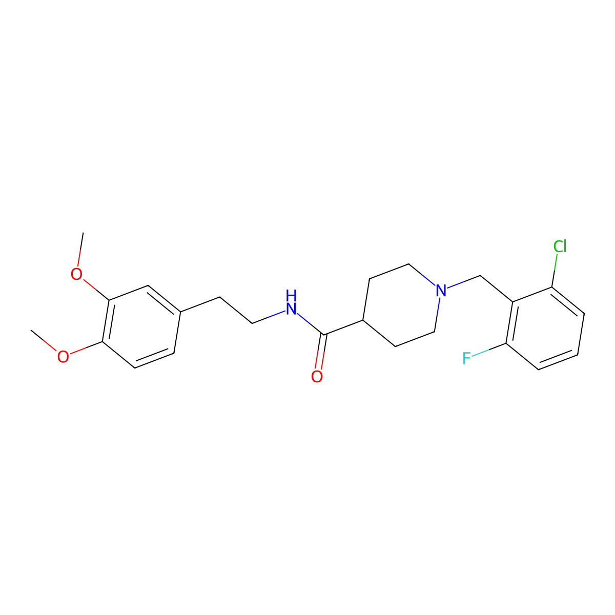 1-(2-chloro-6-fluorobenzyl)-N-[2-(3,4-dimethoxyphenyl)ethyl]piperidine-4-carboxamide molecular structure, CAS 429633-33-0