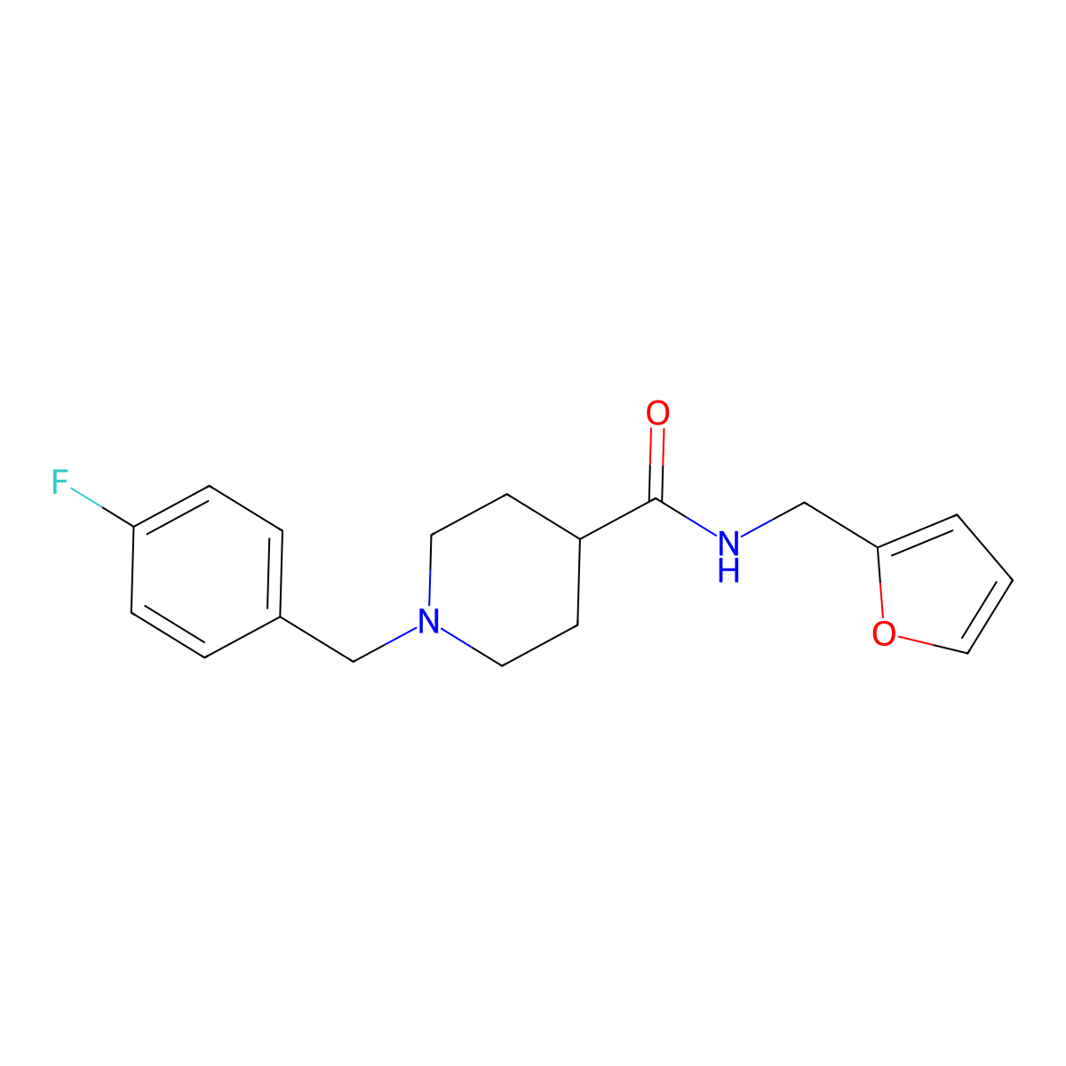 1-[(4-fluorophenyl)methyl]-N-(furan-2-ylmethyl)piperidine-4-carboxamide molecular structure, CAS 429633-55-6