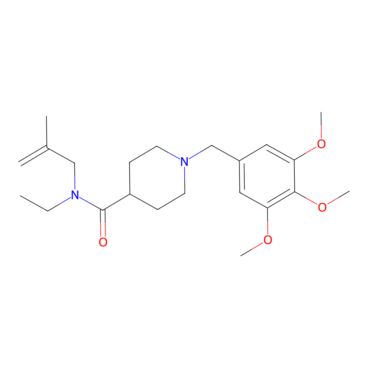 N-ethyl-N-(2-methylprop-2-enyl)-1-[(3,4,5-trimethoxyphenyl)methyl]piperidine-4-carboxamide molecular structure, CAS 429633-58-9
