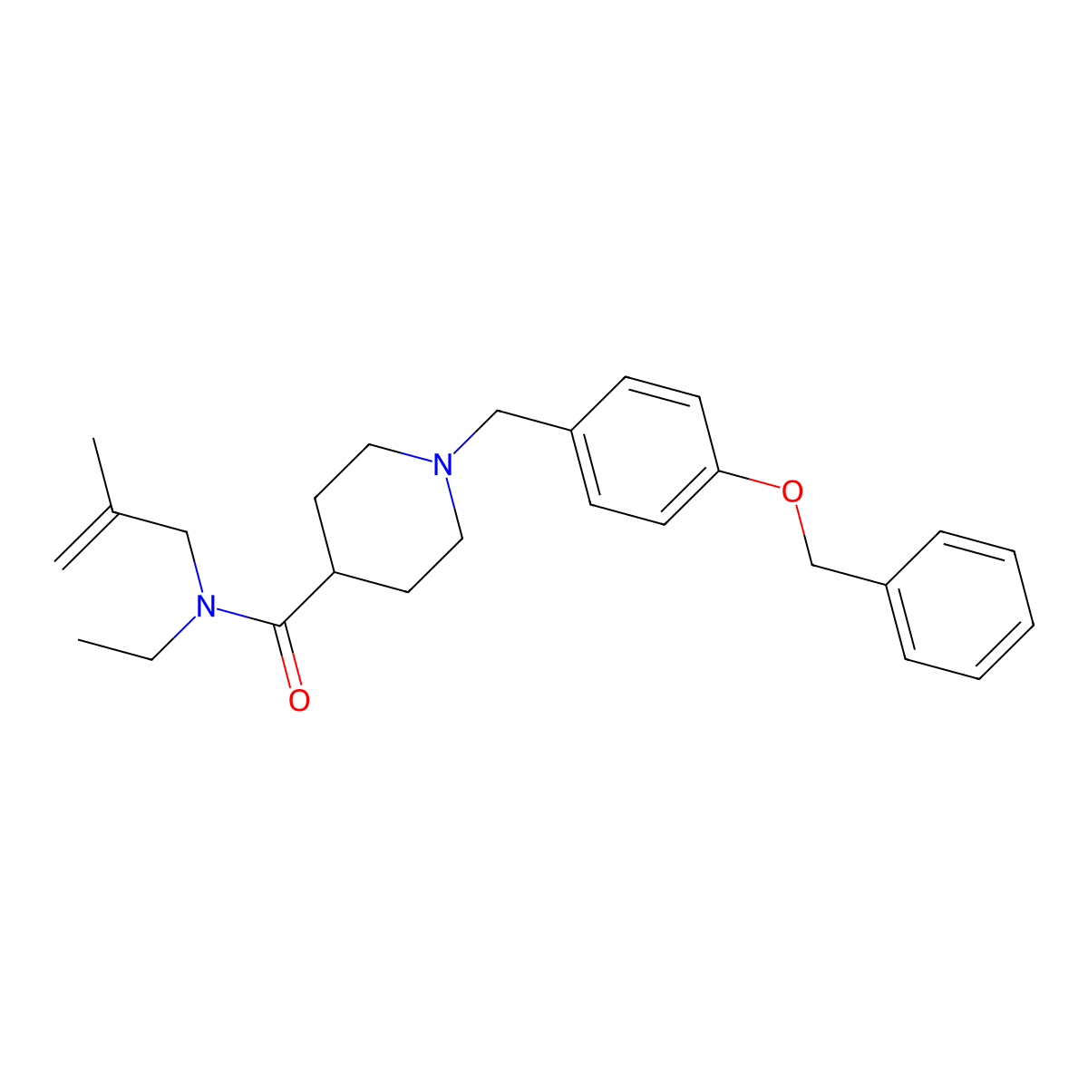 N-ethyl-N-(2-methylprop-2-enyl)-1-[(4-phenylmethoxyphenyl)methyl]piperidine-4-carboxamide molecular structure, CAS 429633-63-6
